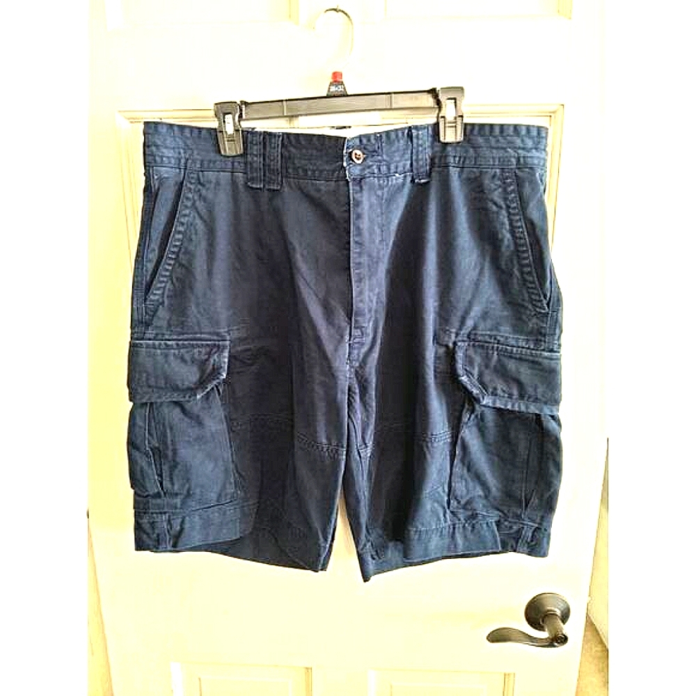 Y2K Polo Ralph Lauren Chino shorts sz 40 Mens Navy cargo preppy oxford